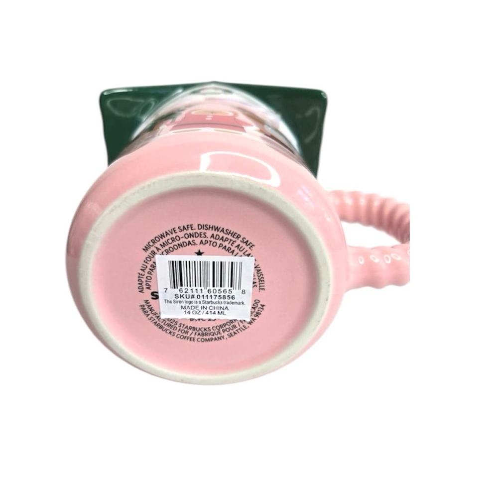 NWT STARBUCKS LIMITED EDITION 2025 PINK TEDDY BEAR CHRISTMAS HOUSE MUG - Picture 5 of 5